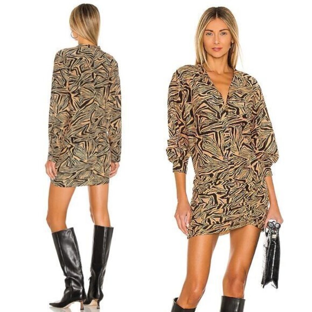 L'Academie Button Up Long Sleeve Animal Print